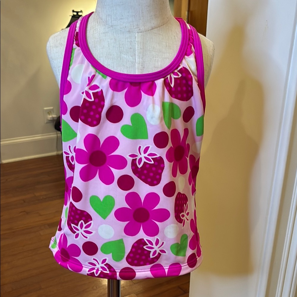 Speedo Pink and Green Floral Kids Tank Top